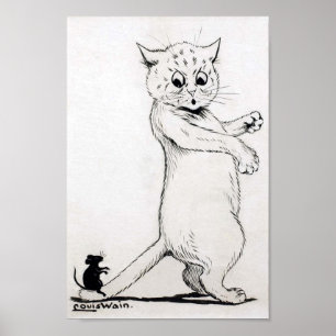 Kat en Muis, Louis Wain Poster