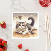 Kat en muis met maretak servet (Insitu)