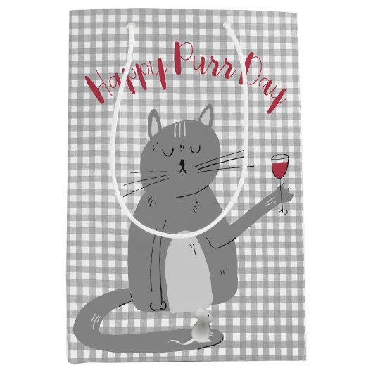 Kat en muis met wijndag medium cadeauzakje (Voorkant)