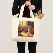 Kat en muis vriendschap - speelse ontmoeting grote tote bag (Voorkant (product))