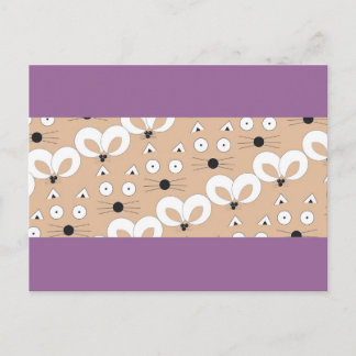 Kat- en muispatroon Tan Briefkaart