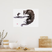 Kat- en muissomschilderij poster (Keuken)