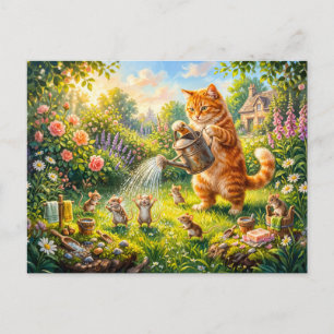 Kat en Muizen Tuin Waterpret Briefkaart