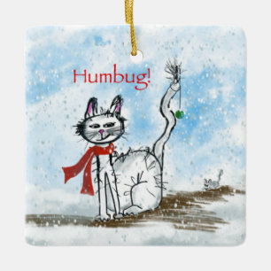 Kat en Naughty-muis met kerstversiering Keramisch Ornament