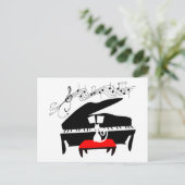 Kat en piano briefkaart (Staand voorkant)