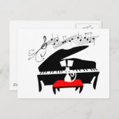 Kat en piano briefkaart (Voorkant / Achterkant)