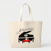Kat en piano grote tote bag (Voorkant)