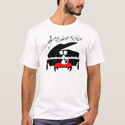 Kat en piano t-shirt (Voorkant)