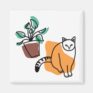 Kat en plant magneet