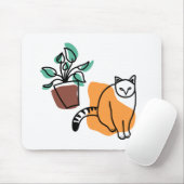 Kat en plant muismat (Met muis)