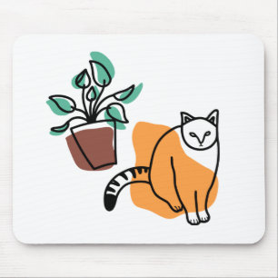 Kat en plant muismat