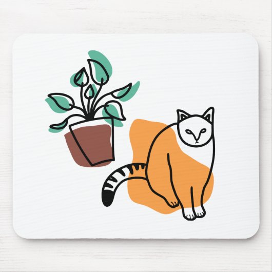 Kat en plant muismat (Voorkant)