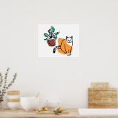 Kat en plant poster (Keuken)