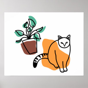 Kat en plant poster