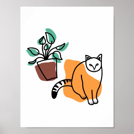 Kat en plant poster (Voorkant)