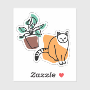 Kat en plant sticker