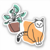 Kat en plant sticker (Voorkant)