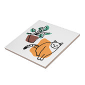 Kat en plant tegeltje (Zijkant)