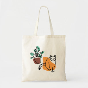 Kat en plant tote bag