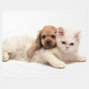 Kat en pup fleece deken