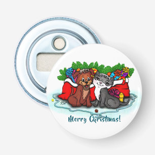 Kat en puppy, Happy XMas Button Flesopener