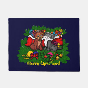 Kat en puppy, Happy XMas Deurmat