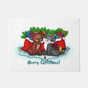 Kat en puppy, Happy XMas Deurmat