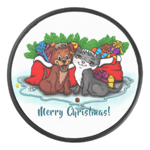 Kat en puppy, Happy XMas Hockey Puck
