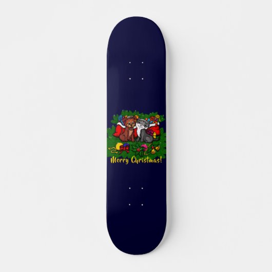 Kat en puppy, Happy XMas Skateboard (Voorkant)