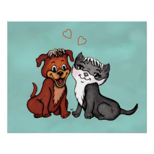 Kat en puppy perfect poster