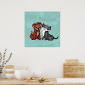 Kat en puppy poster (Keuken)