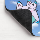 Kat- en rode ballon in de cloud muismat (Hoek)