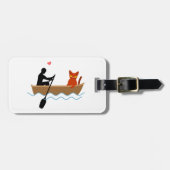 Kat en roeier in boot grappige grillige huisdieren bagagelabel (Voorkant horizontaal)