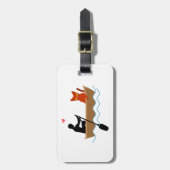 Kat en roeier in boot grappige grillige huisdieren bagagelabel (Voorkant verticaal)