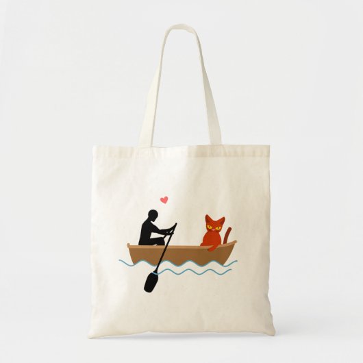 Kat en roeier in boot grappige grillige huisdieren tote bag (Voorkant)