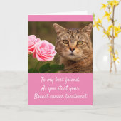 Kat- en Rozen Borstkanker Kaart (Gele Bloem)