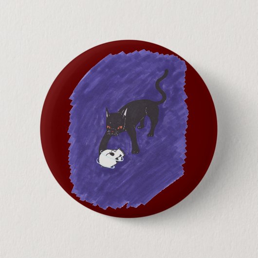 Kat en schedel ronde button 5,7 cm (Voorkant)