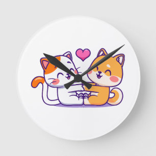 Kat en Shiba Inu Ronde Klok
