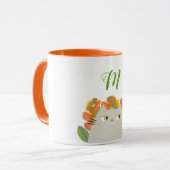 Kat en Sinaasappel Bloemen Lente Monogram Initiaal Mok (Voorkant links)
