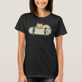 Kat en Skateboard Skateboarden Verlegen Kat Kleur  T-shirt