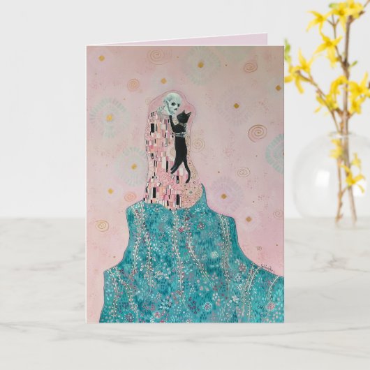 Kat en skelet  kaart (Gele Bloem)