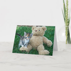 Kat en Teddy Bear Birthday Kaart
