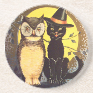 Kat en uil Halloween Onderzetter