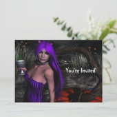 Kat en uitnodiging van Pumpkin Halloween (Staand voorkant)