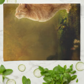 Kat en vet theedoek (Gevouwen)