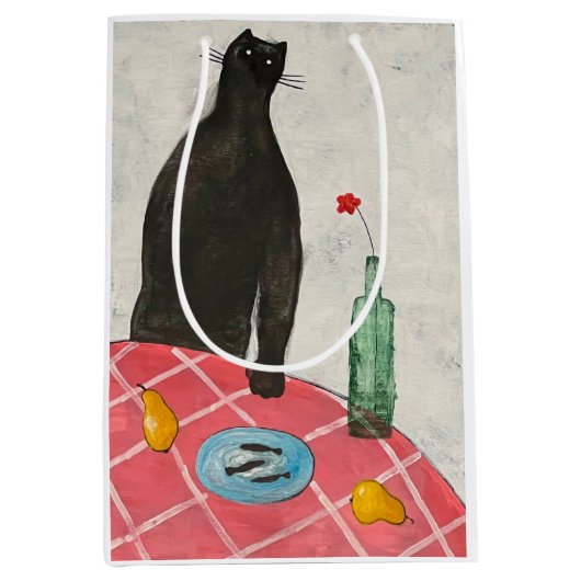 Kat en vis medium cadeauzakje (Voorkant)