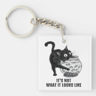 Kat en vis sleutelhanger