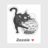 Kat en vis sticker (Vel)