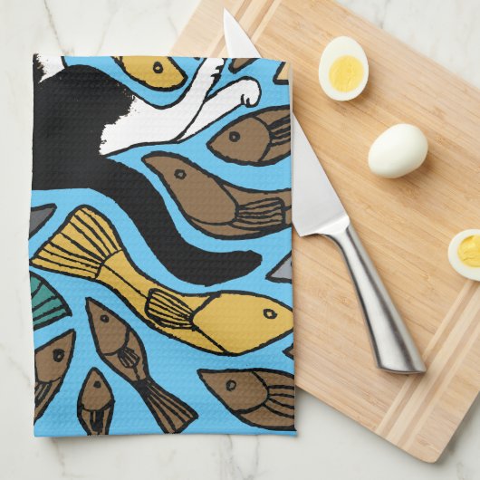 Kat- en viskeukentheek ongewoon theedoek (Quarter Fold)