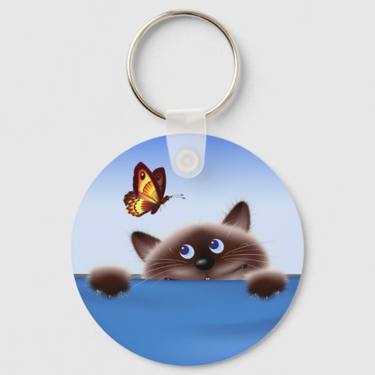 Kat en vlinder sleutelhanger (Voorkant)